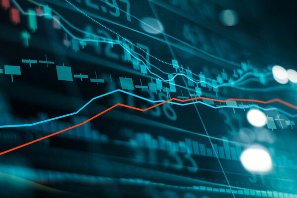 Financial stock market investment trading graph. Candle stick graph chart. Currency exchange rates. Bullish point, Bearish point. trend on technology abstract background